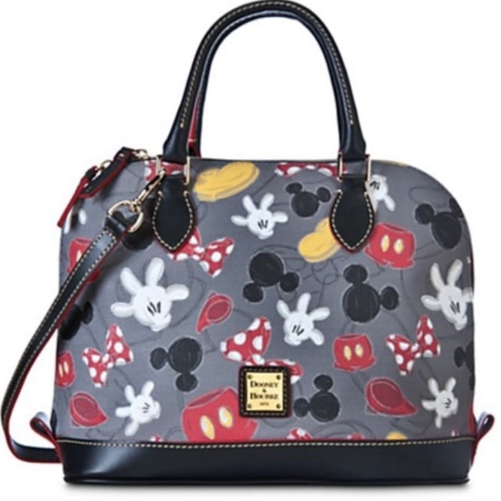 Dooney & Bourke Black and Red Satchel with Mickey Mouse Design